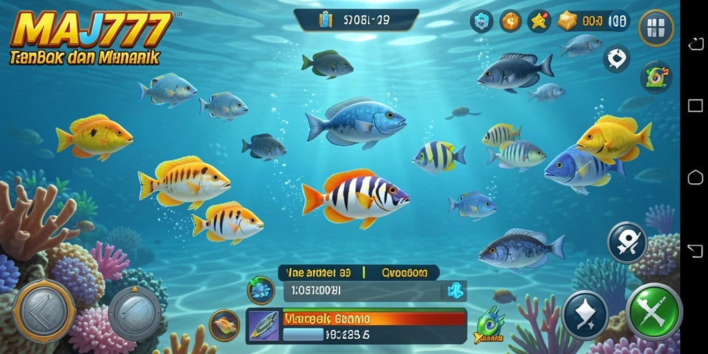 Tampilan gameplay <strong>MAJ777</strong> yang mengasyikkan saat menembak ikan.