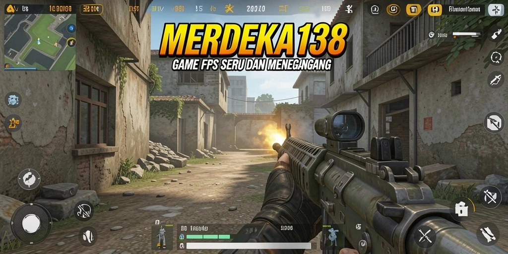 Tangkapan layar gameplay MERDEKA138 yang penuh aksi di arena pertempuran FPS.