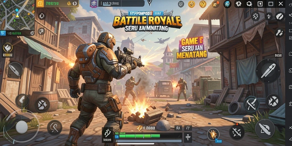 Gameplay epik POMPA88 dalam pertempuran Battle Royale.