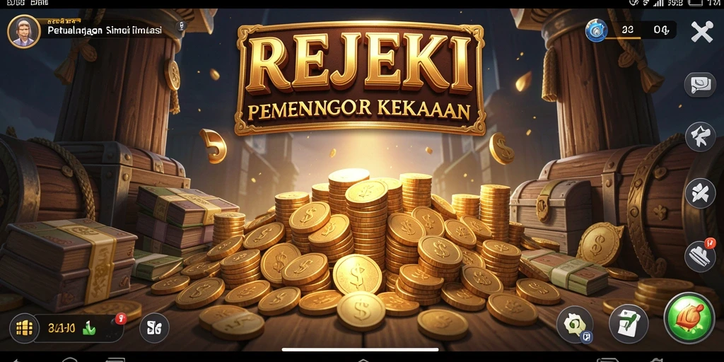 Tampilan gameplay REJEKI yang menarik dalam simulasi mencari kekayaan.