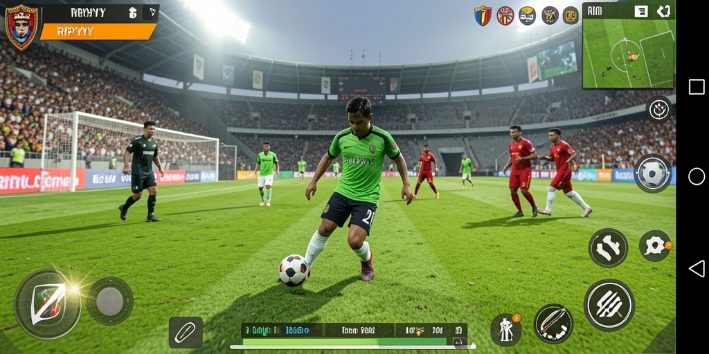 Gameplay seru dari RPYYY menampilkan aksi sepak bola intens.