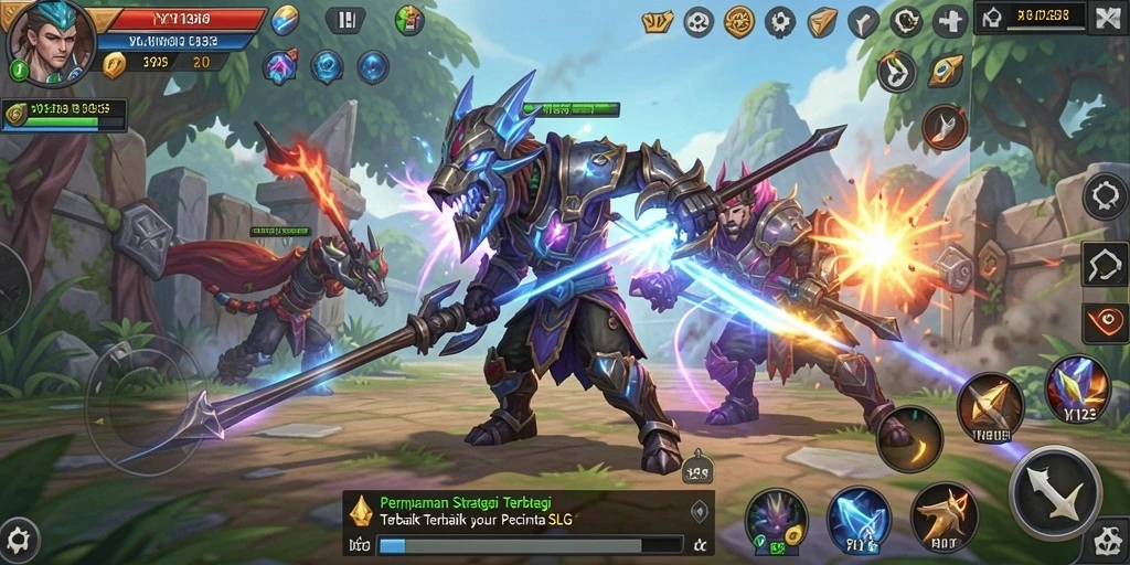 Screenshot gameplay <strong>YY123</strong> menunjukkan pertempuran strategis yang mendebarkan.